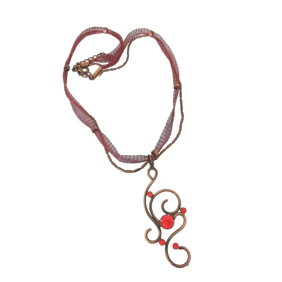 NWT Czech made necklace with tangerine crystals set in copper tone finish - Picture 6 of 6